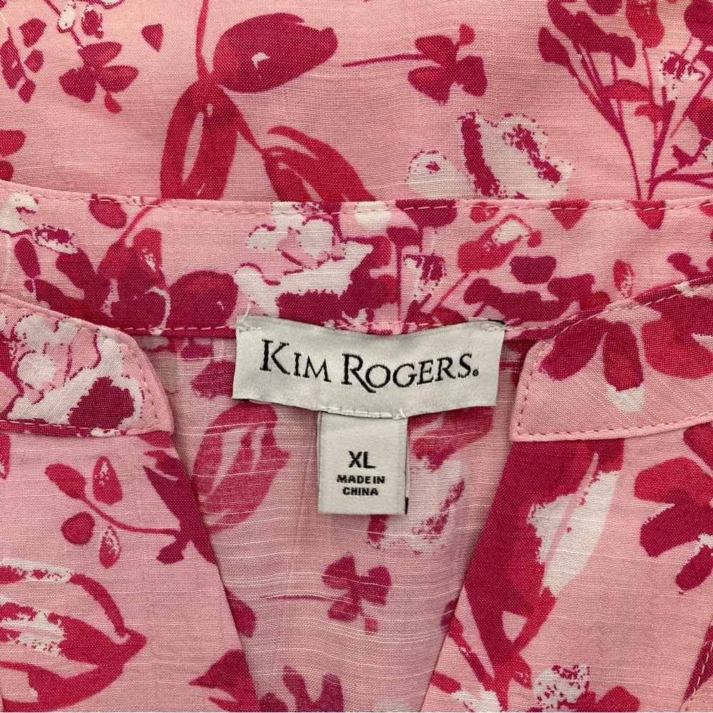 Kim Rogers Pink Floral Blouse XL NWT - Picture 3 of 7